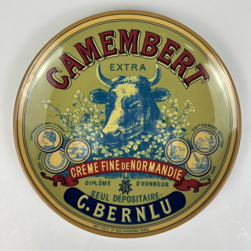 BIA Camembert Cheese Plate 8" Cow Flowers Farmhouse French Country Decor